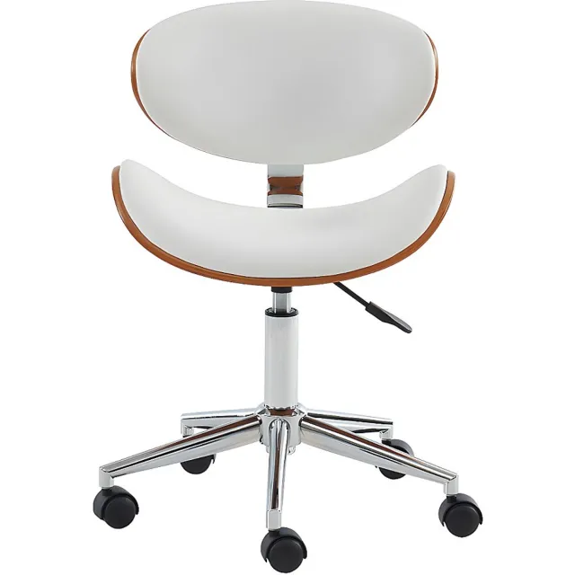 Vente-unique Bureaustoel MONTENEGRO - Verstelbare hoogte - Kunstleer - Noten en wit Natuurlijk donker, Wit