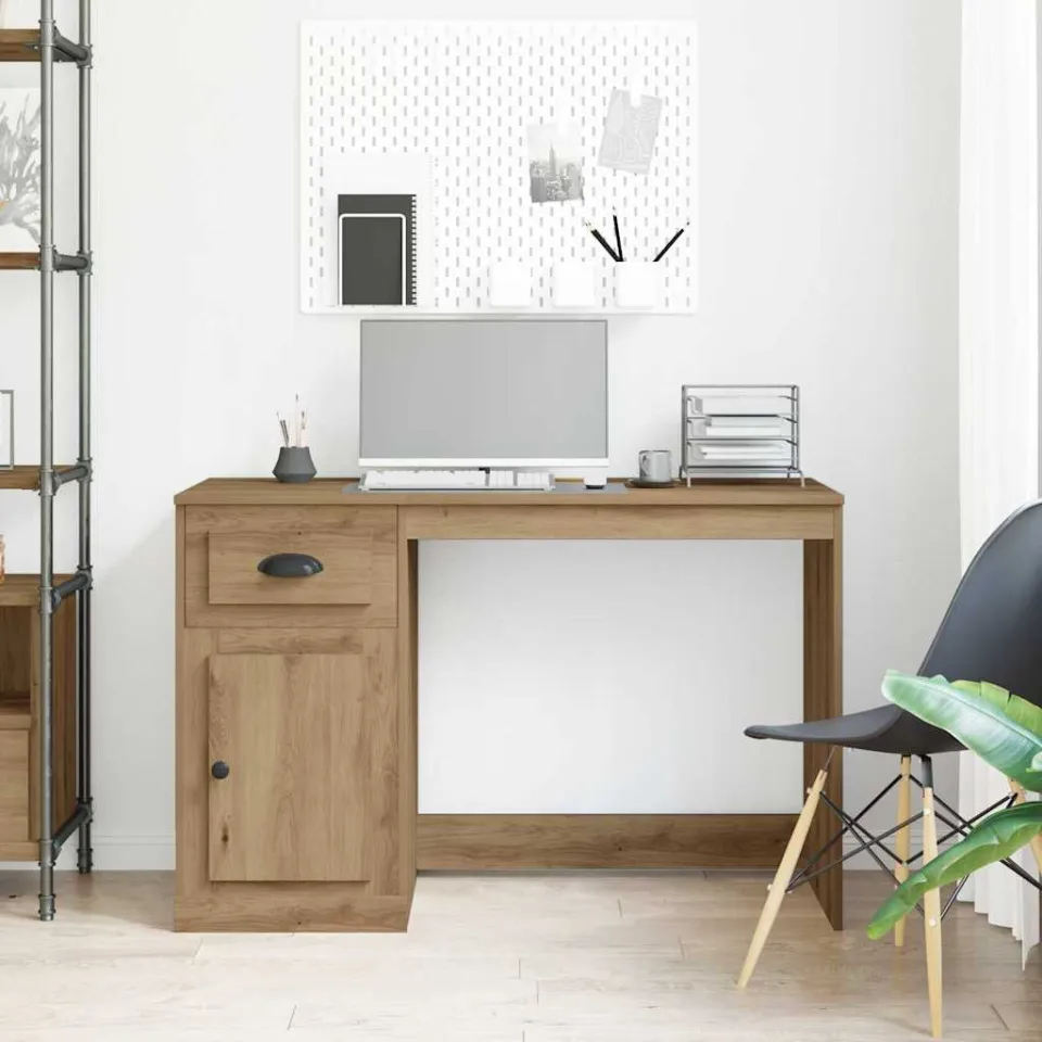vidaXL Bureau Artisan Eiken 50 x 115 x 75 cm Bewerkt hout, foto 4