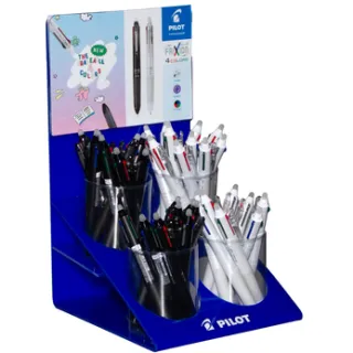 Pilot 4-Kleuren rollerpen PILOT FriXion Ball medium assorti display à 36st blauw