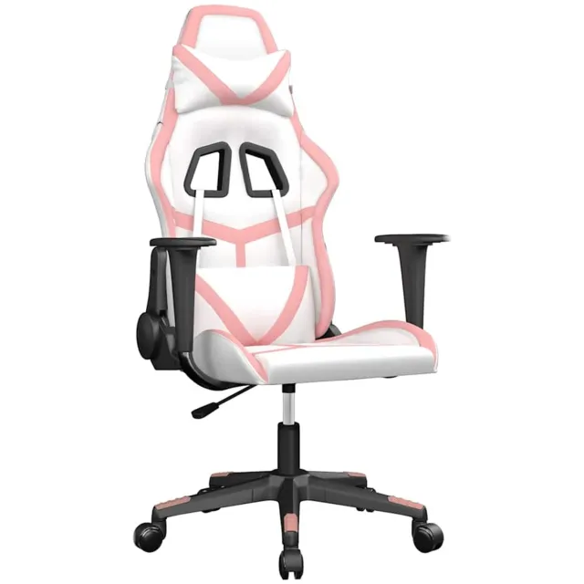 vidaXL Gamestoel - kunstleer - wit - en - roze wit en roze