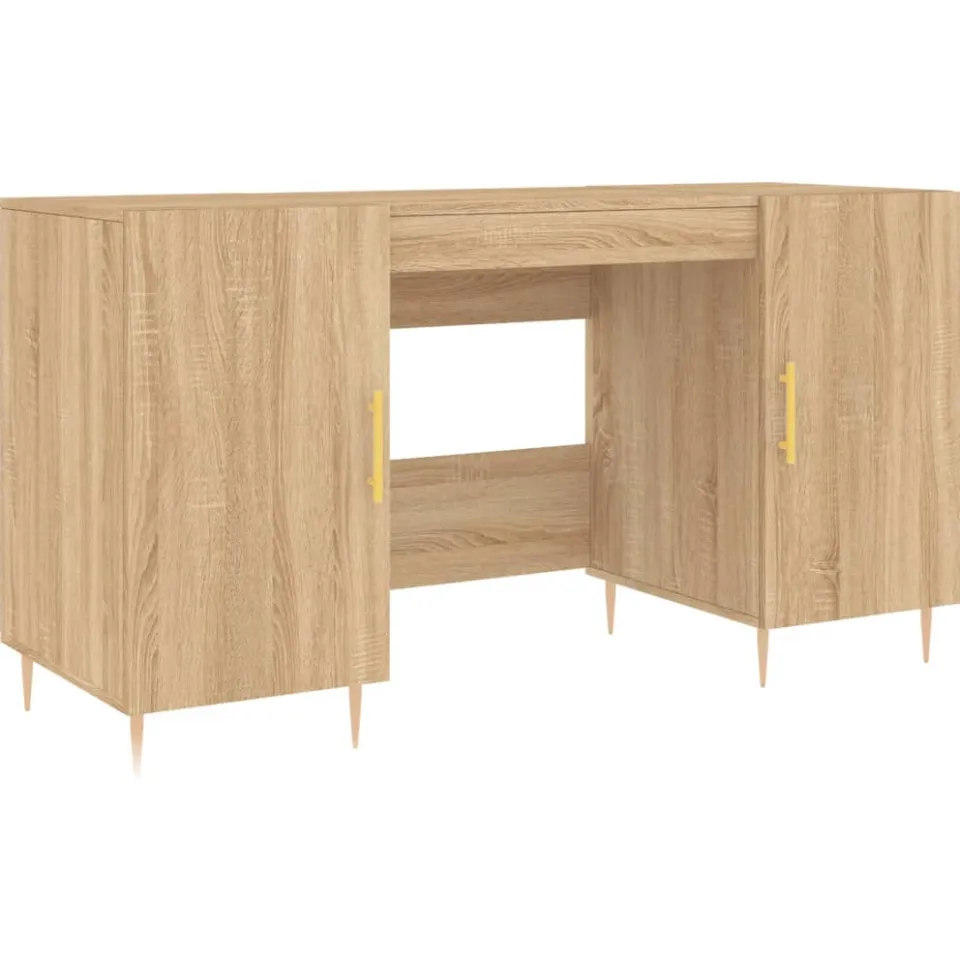 vidaXL Bureau 140x50x75 cm bewerkt hout sonoma eikenkleurig, foto 3