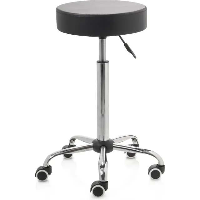 ZenGrowth ergonomische tabouret met hoge gasveer zwart - Kapperskruk op zachte wielen – Tabouret - In hoogte verstelbaar