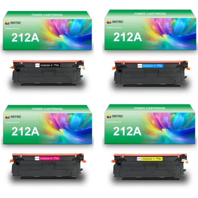INKFIND 212A (W2120A/W2121A/W2122A/W2123A) tonercartridge multipack van 4 stuks (Zwart+Cyaan+Magenta+Geel) compatibel met HP 212A (W2120A/W2121A/W2122A/W2123A) toner cartridge - 4-pack BK/C/M/Y Zwart/Cyaan/Magenta/Geel