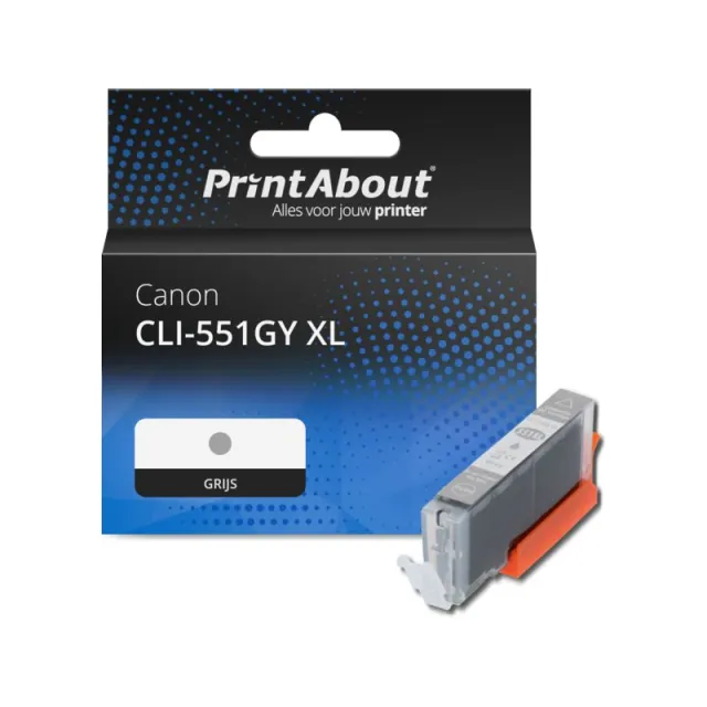 PrintAbout huismerk Inktcartridge CLI-551GY XL Grijs Hoge capaciteit Geschikt voor Canon