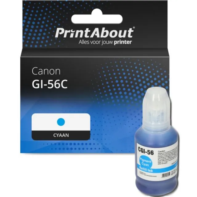 PrintAbout huismerk Inktcartridge GI-56C Cyaan geschikt voor Canon