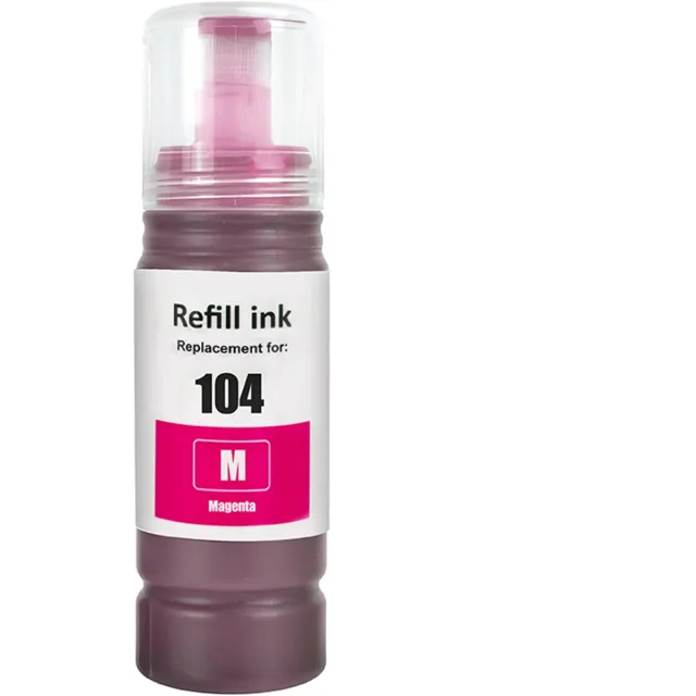 Inktkenners Inkt Geschikt voor Ecotank 104 - 1x Magenta | ET-1810, ET-2710, ET-2711, ET-2712, ET-2714, ET-2720, ET-2721, ET-2726, ET-2810, ET-2811, ET-2812, ET-2814, ET-2815, ET-2820, ET-2821, ET-2825, ET-2826, ET-2830, ET-2840, ET-2860, ET-2861, ET-2862 o.a.