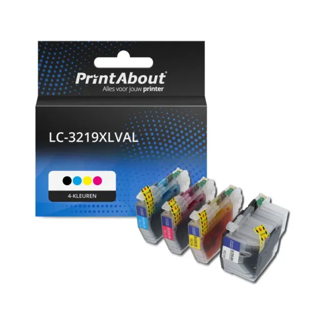 PrintAbout huismerk Inktcartridge LC-3219XLVAL 4-kleuren Multipack Hoge capaciteit Geschikt voor Brother