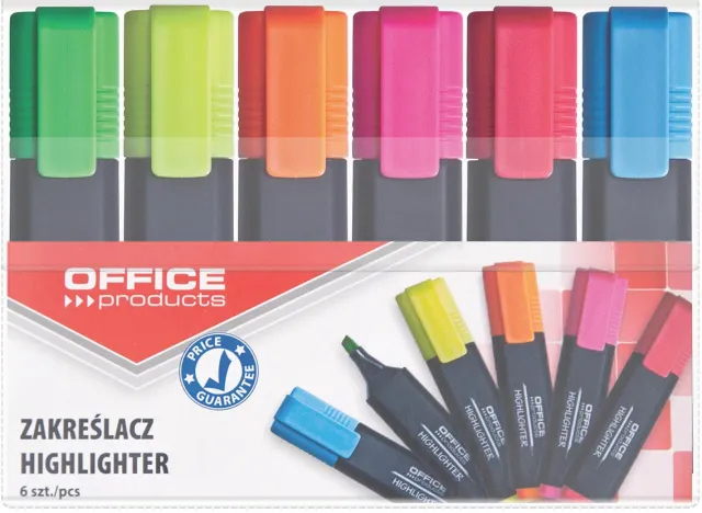 Office Products markeerstift, 1-5 mm, geassorteerde kleuren, etui van 6 stuks