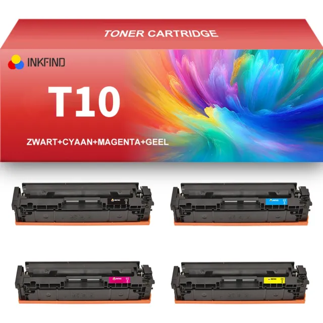 INKFIND T10 Zwart/Cyaan/Magenta/Geel tonercartridge (4 Pack) compatibel met CanonT10 T10 Zwart/Cyaan/Magenta/Geel geschikt voor Canon i-SENSYS,imageRUNNER,IRC,1500,1530,1533.1538s - 4-pack BKCMY Zwart x 1, Cyaan x 1, Magenta x 1, Geel x 1
