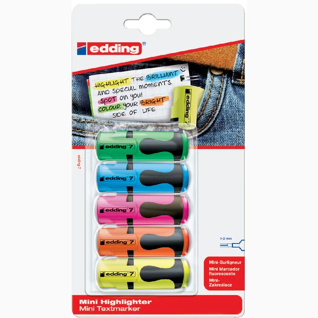 Edding Markeerstift edding 7 mini 1-3mm assorti blister à 5 stuks