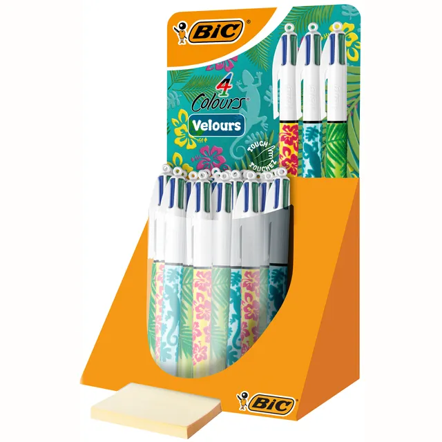 Bic Balpen Bic 4kleuren velours medium assorti