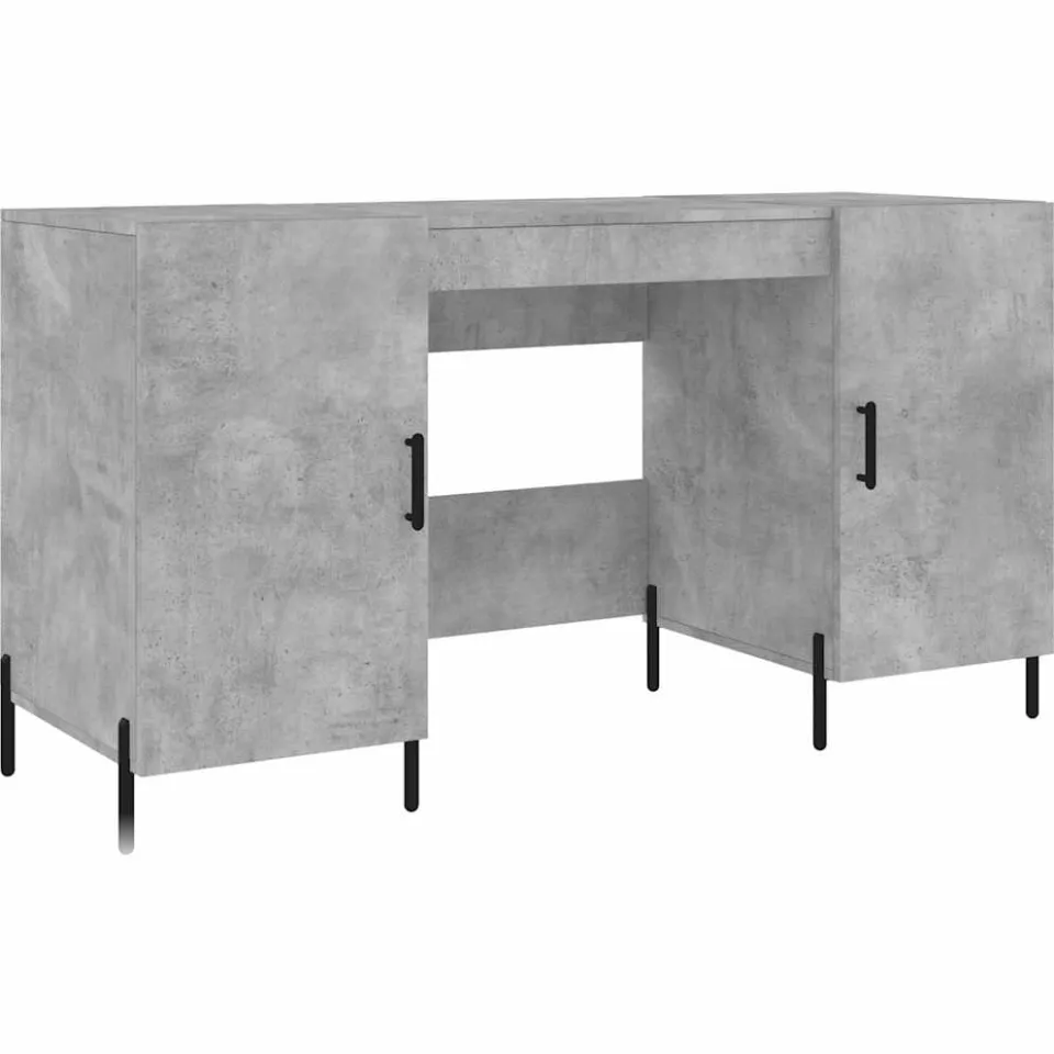 vidaXL Bureau 140x50x75 cm bewerkt hout betongrijs grijs, foto 3