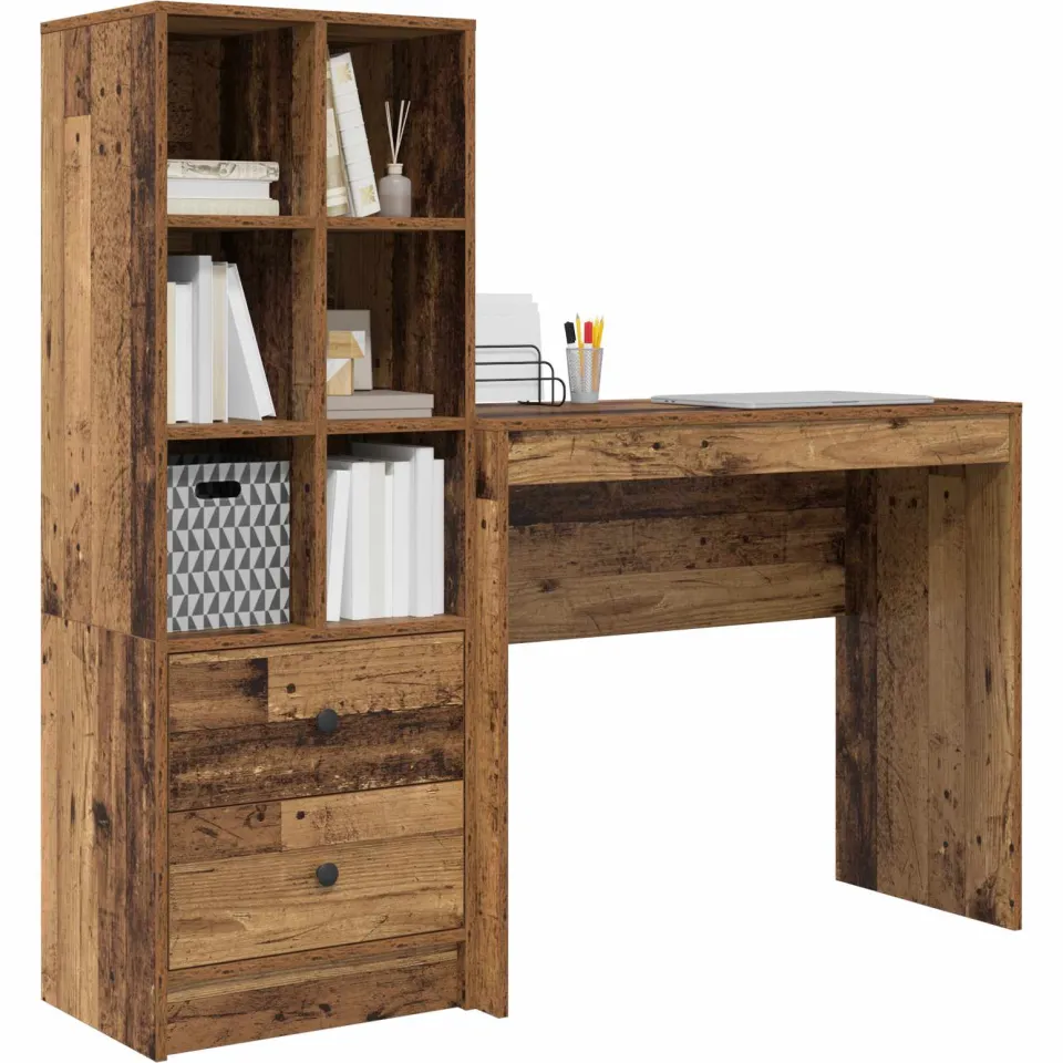 vidaXL Bureau Oudhout 135,5 x 40 x 127 cm 2 st Bruin