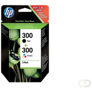 HP 300 originele zwarte/drie-kleuren inktcartridges, 2-pack (CN637EE) Zwart;Cyaan;Magenta;Geel