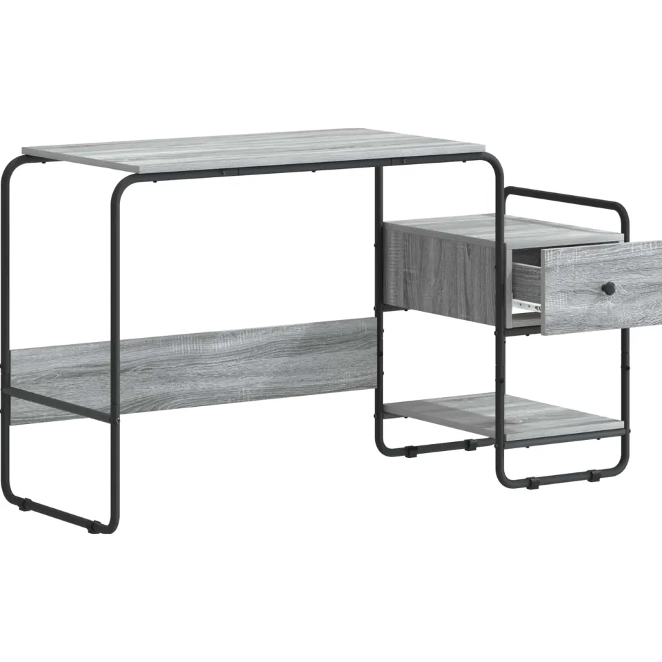 vidaXL Bureau met opbergruimte Grijs Sonoma 131,5 x 50 x 75,5 cm