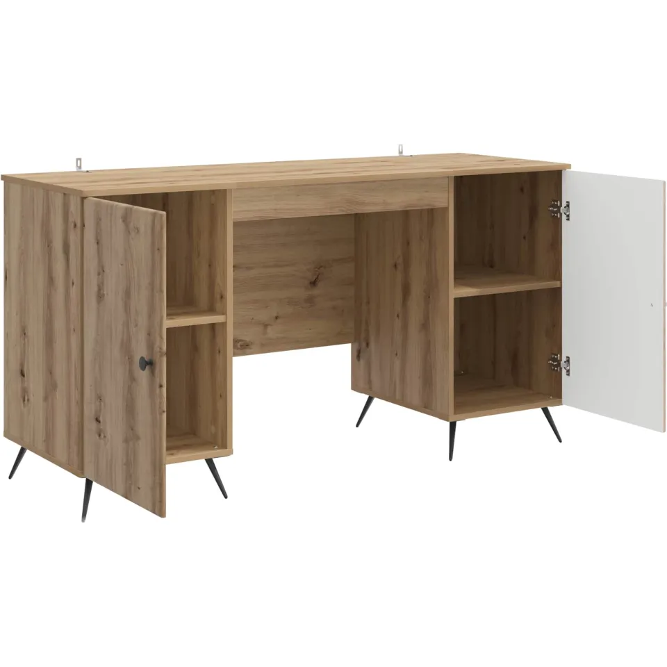 vidaXL Bureau Artisanaal eiken 142,5 x 50 x 75 cm Bewerkt hout, foto 3