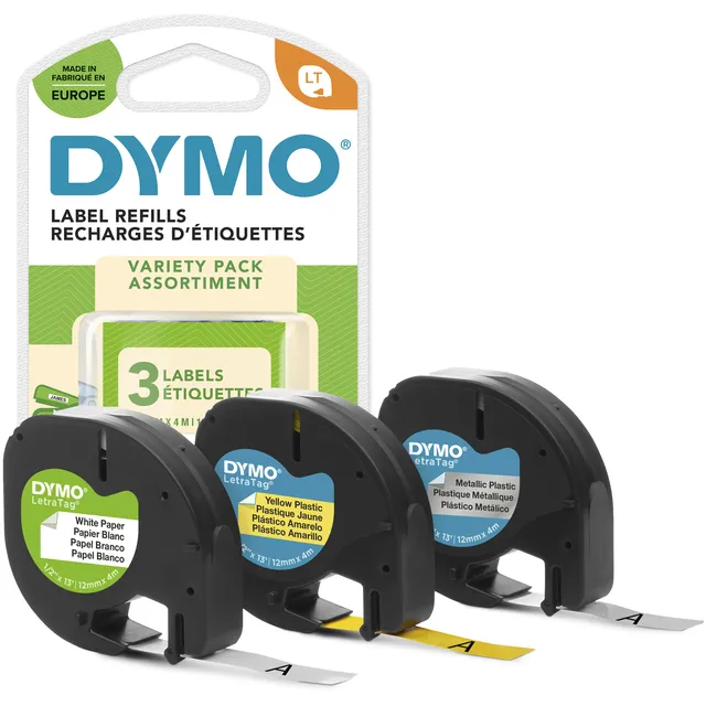Dymo Labeltape Dymo LetraTag 12mm assorti 3 stuks