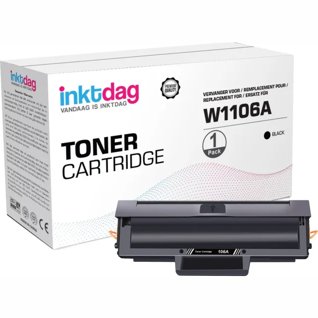 inktdag huismerk toner cartridge voor HP W1106A, hp 106a (met chip) toner cartridge zwart Geschikt voor HP Laser 107A, 107W, MFP 135A, MFP 135W, en MFP 137FNW