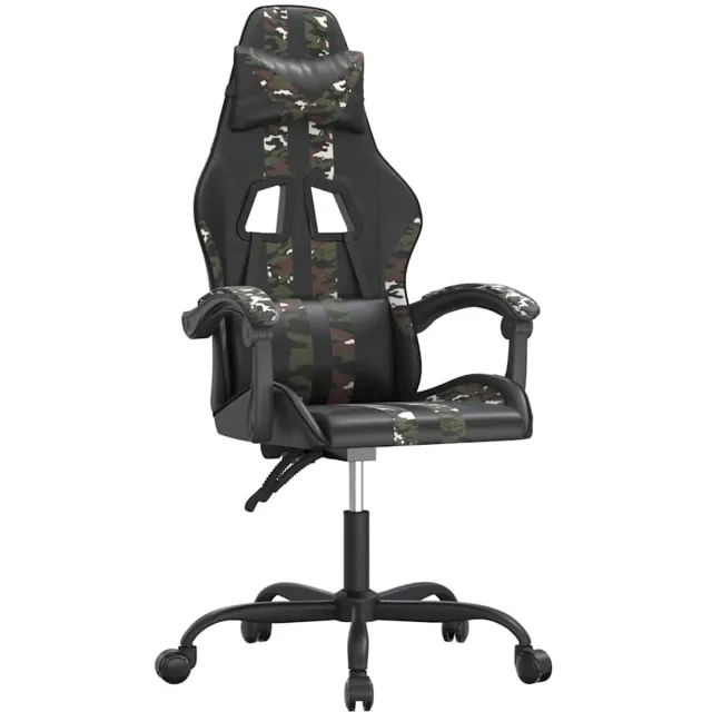 vidaXL Gamestoel - draaibaar - kunstleer - zwart - en - camouflage zwart en camouflage