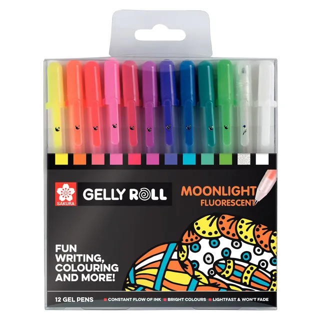 Sakura Gelschrijver Sakura Gelly Roll Moonlight fluorescent set à 12 kleuren