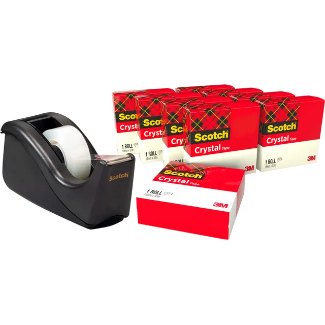 Scotch Plakband Scotch Crystal 600 19mmx33m transparant + gratis C60 plakbandhouder