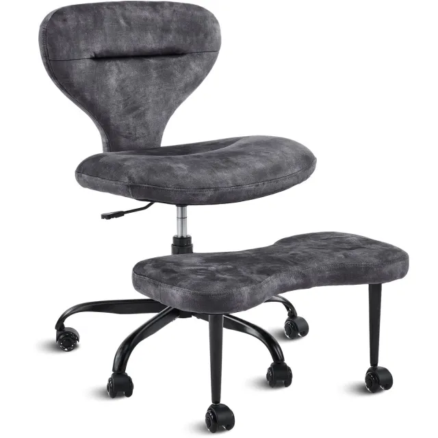 VVBV Bureaustoel 67x80x84 cm – Ergonomische Kantoorstoel met 360° Draaibaar en Verstelbaar – Minimalistisch – Marmerlook – Krasbestendig – Grijs