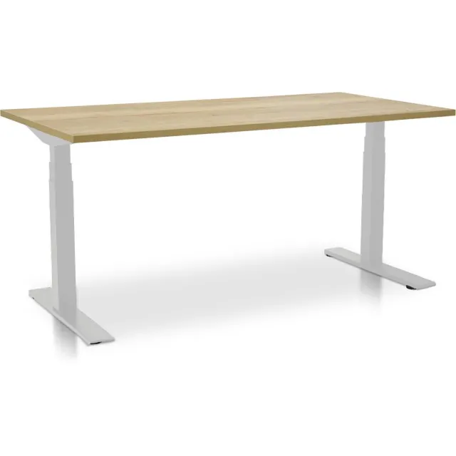 Multi Ratio Zit-sta bureau elektrisch verstelbaar - MRC PRO NEN-EN 527 | 120 x 80 cm | frame wit - blad robuust eiken | memory functie met USB | 150kg draagvermogen Wit frame