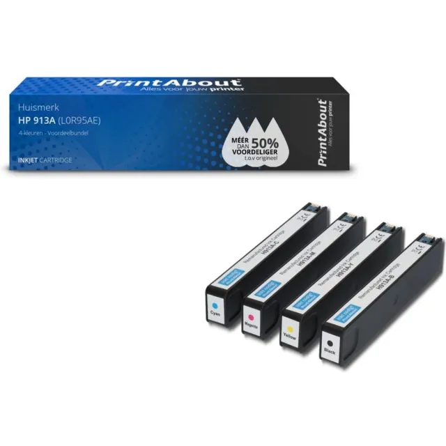 PrintAbout Huismerk HP 913A (L0R95AE) Inktcartridge 4-kleuren Voordeelbundel