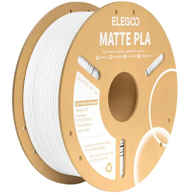 Elegoo Filament Pla Matte Voor 3D-Printen Voor Printers Met Hoge Precisie White