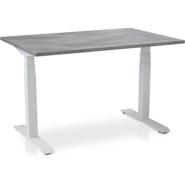 Lineaflex MRC Zit-sta bureau elektrisch verstelbaar - MRC PRO-L 2.0 NEN-EN 527 | 120 x 80 cm | frame wit - blad betonlook | memory functie met 4 standen | 150kg draagvermogen wit frame