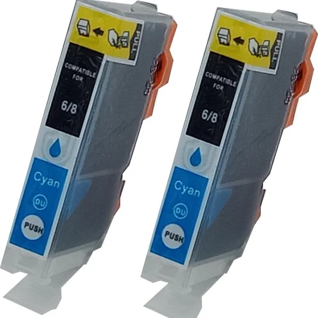 KATRIZ huismerk inkt voor|Canon CLI-8C |14ml | ( 2stuks) - Met chip Cyaan