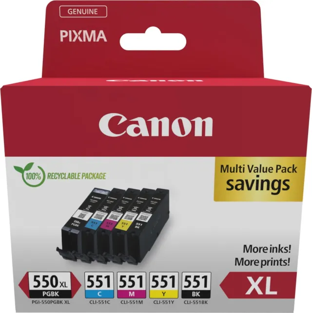 Canon pgi-550xl/cli-551 bcmy ink mp zwart, cyaan, magenta, yellow