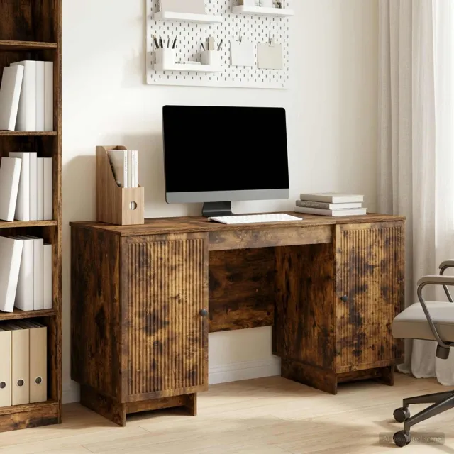 vidaXL Bureau Gerookt eiken Bewerkt hout 142,5 x 50 x 75 cm, foto 2