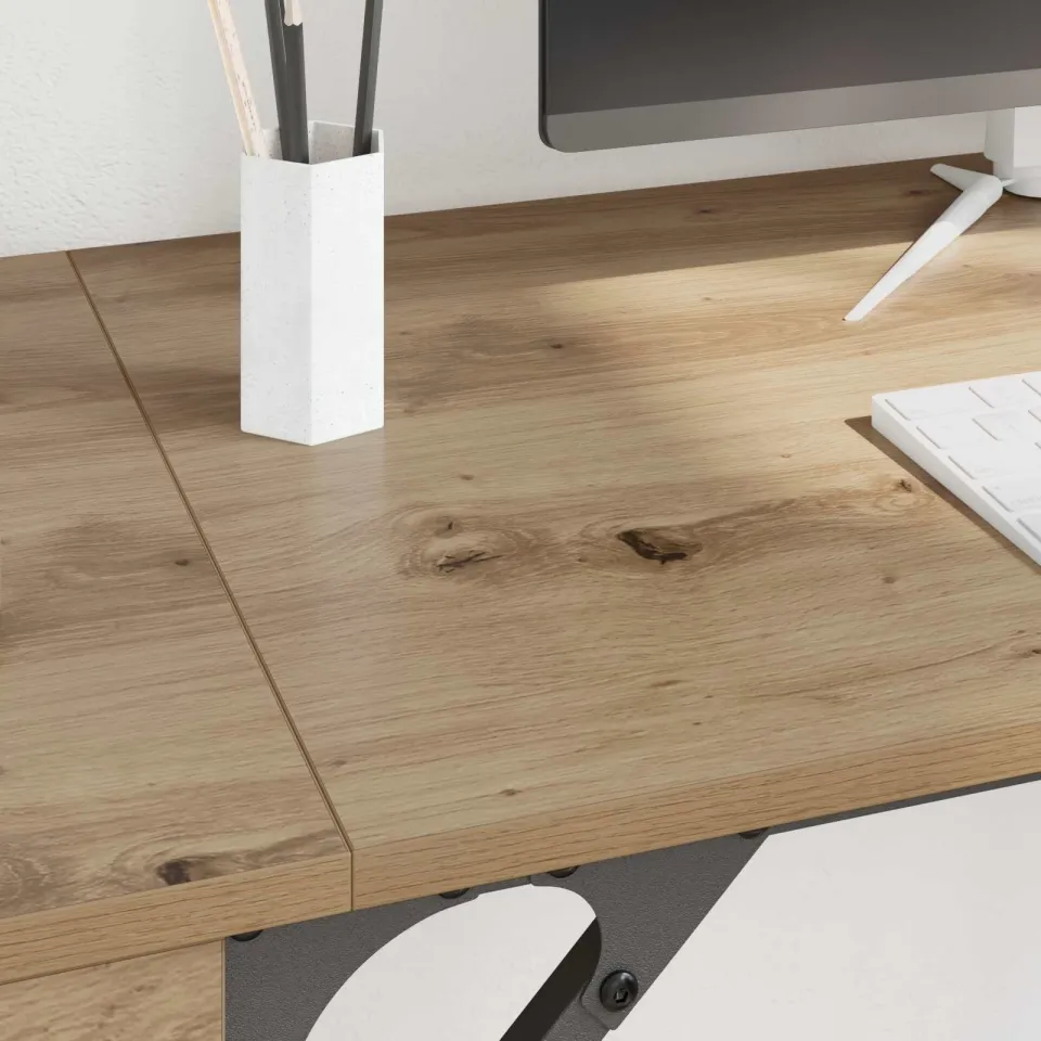vidaXL Computerbureau Artisan Eiken 131 x 48 x 75 cm Bewerkt hout, foto 4