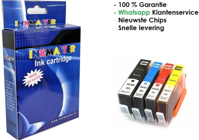 inkmaster premium Huismerk cartridges voor HP 364XL Multipack 4 stuks voor HP Deskjet 3070A, 3520, 3521, 3522, D5400, D5445, 5460, Officejet 4610, 4620, 4622, 7515, Photosmart 5510, 5514, 5515, 5520, 5522, 5524, 5525, 6500, 6510, 6520, 6525, 7510