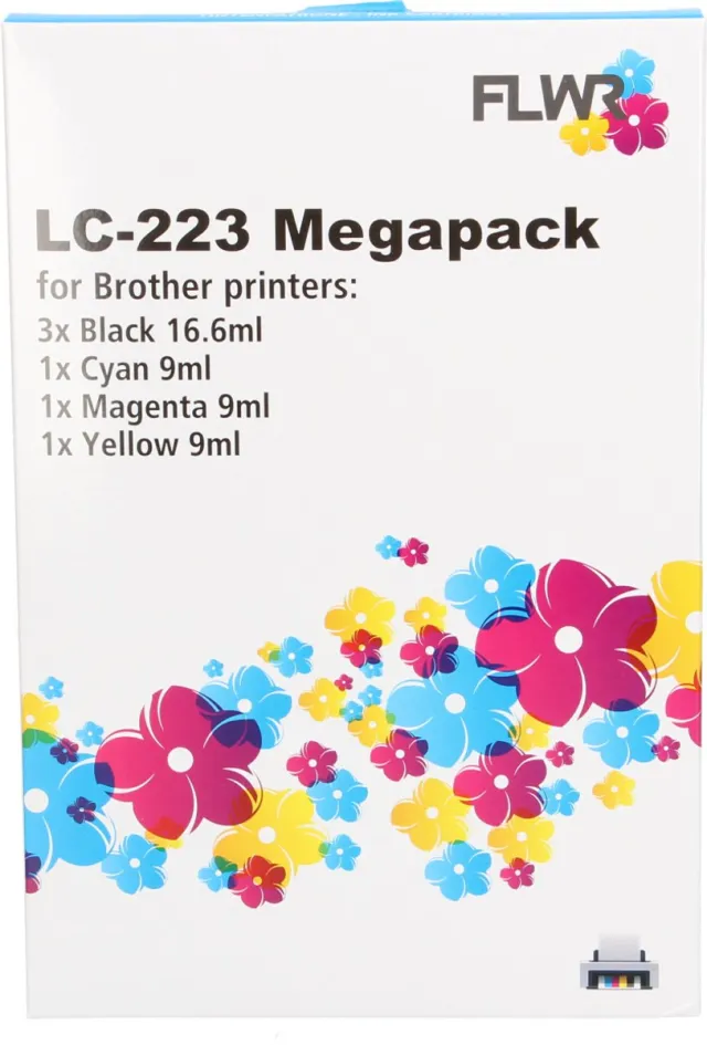 FLWR Cartridges / Brother LC-223 Megapack / / Geschikt voor Brother 3x Zwart