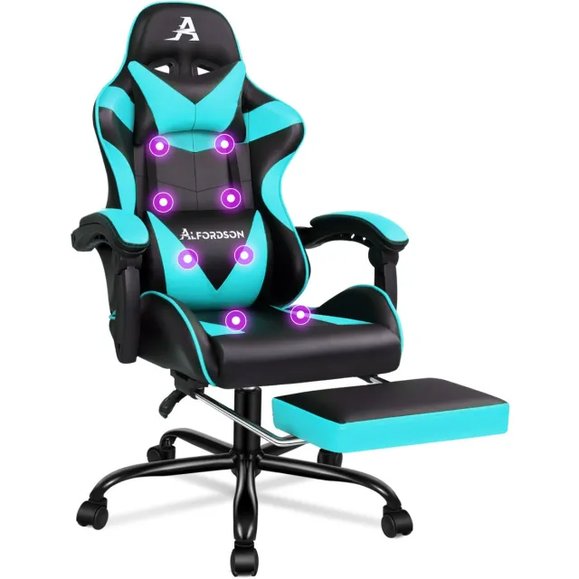 Alfordson Bequemer & Massage-Gamer-Stuhl: Verstellbare Rückenlehne (90°-150°) + 8-Punkt-Massage. Optimale Unterstützung für Kopf, Schultern & Taille. Ideal für Arbeit, Gaming & Entspannung. groen
