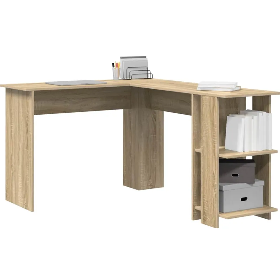 vidaXL Hoekbureau Sonoma Eiken 140 x 113,5 x 75 cm Bewerkt hout Bruin