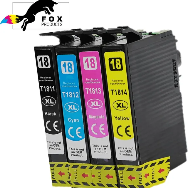 FoxProducts 18XL T18 18 XL - 4 stuks cartridge - geschikt voor Epson - XP-202 XP-205 XP-212 XP-215 XP -222 XP-225 XP-30 XP-302 XP-305 XP-312 XP-313 XP-315 XP-322 XP-325 XP-33 XP-402 XP-405 XP-412 XP-413 XP-415 XP-420 Cyan, Magenta, Yellow, Black