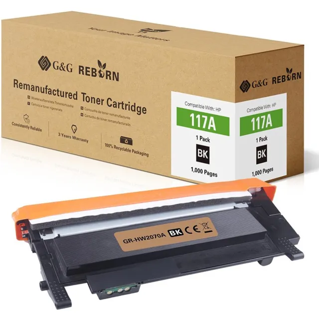 G&G Toner vervangt HP 117A Compatibel Zwart 1000 bladzijden Reborn remanufactured 21277 Kleurloos