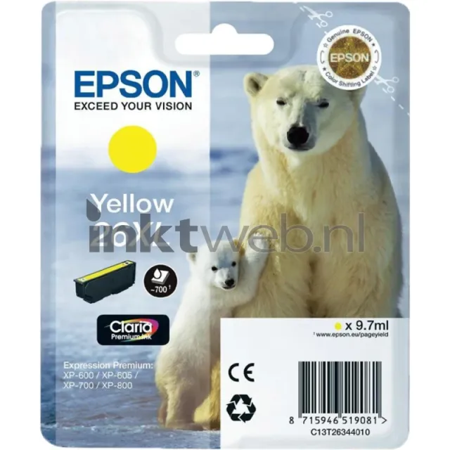 Epson 26XL geel (Origineel Hoge Capaciteit)