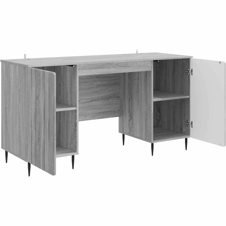 vidaXL Bureau Grijs sonoma 142,5 x 50 x 75 cm Bewerkt hout, foto 4