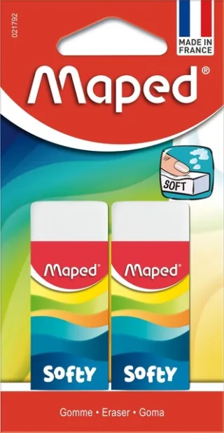 Maped Gum Maped Softy blister à 2 stuks wit