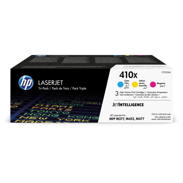 Hp toner 410X, 5.000 pagina's, OEM CF252XM, cyaan, magenta en geel