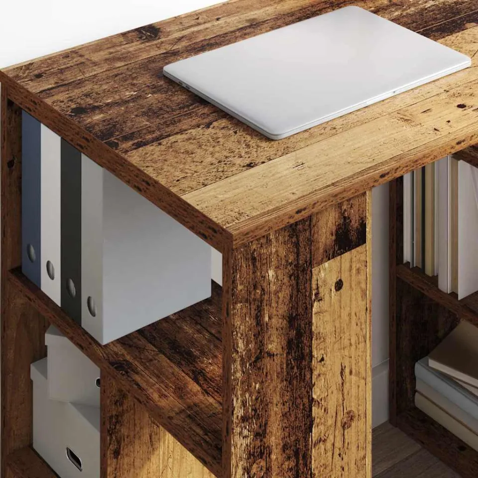 vidaXL Bureau Oud Hout 90 x 50 x 75 cm Bewerkt hout bruin, foto 4