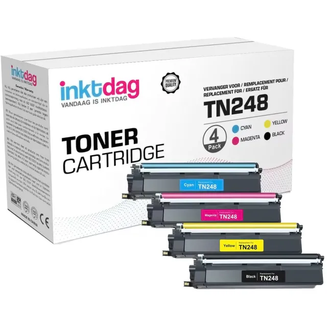 inktdag toner cartridge Geschikt Voor Brother TN-248 TN248 | Multipack van 4 stuks Geschikt voor Brother L3515CDW - L3520CDW - L3527CDW - L3555CDW - L3560CDW - L3215CW - L3220CW - L3240CDW - L8230CDW - L8240CDW - L3740CDW - L3760CDW - L8340CDW Zwart / Black (1500 pages)