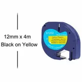 Dymo Huismerk DYMO LetraTag 91202/S0721620 Labeltape 12mm Zwart op Geel