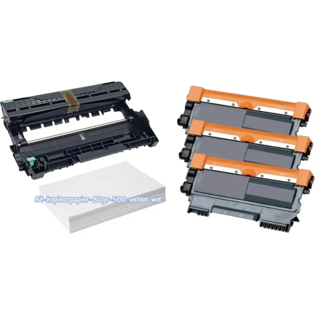 KATRIZ Huismerk Toner TN2320 (3x) + Drum DR2300 (1x) –Hoge Capaciteit – Alternatief – Tot 3x2600 Pagina's | Geschikt voor Brother DCP L2500D/DCP L2540DN/HL-L2300D/HL-L2320D/HL-L2340DW/HL-L2365DW/FC L2700DW/MFC L2740DW Zwart