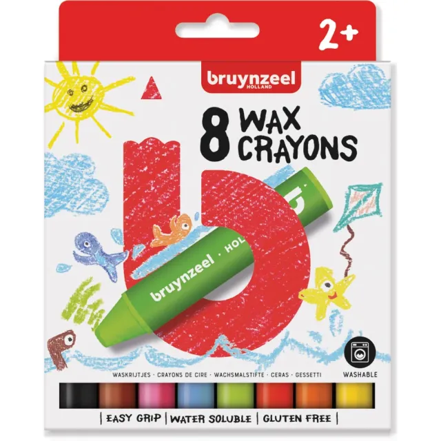 Bruynzeel Kids waskrijt, set van 8 stuks in geassorteerde kleuren