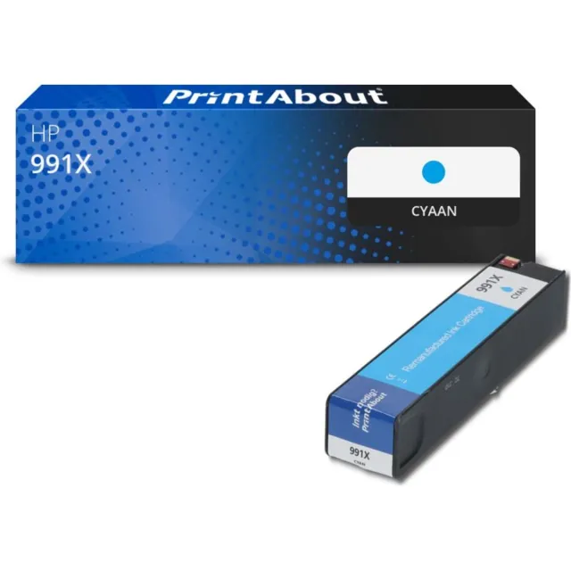 PrintAbout Huismerk HP 991X (M0J90AE) Inktcartridge Cyaan Hoge capaciteit